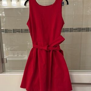Hope & Henry Red Sleeveless Dress with Tie Waist Size MED